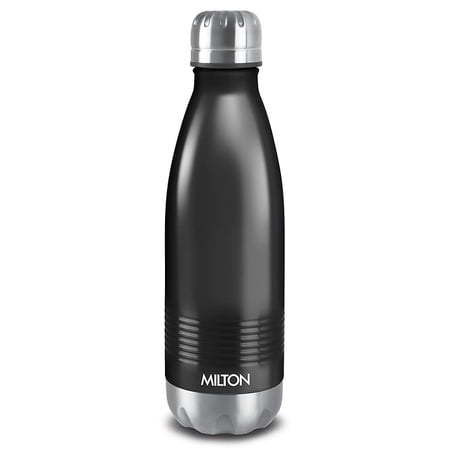 Milton Duo DLX 1000 Thermosteel Bottle, 1000 ml Water Bottles, 24 Hours Hot and Cold Matt Black