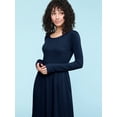 thumbnail image 3 of Made by Johnny Women's Comfy Casual Long Sleeve Flowy Dresses Loose Plain Dress with Pockets XXXL NAVY, 3 of 6