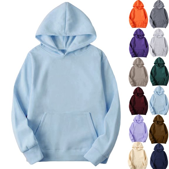 Womens Oversized Trendy Sweatshirts Casual Long Sleeved Hooded Pocket Light Blue 2025 Trendy Outfits Sizes S-3XL