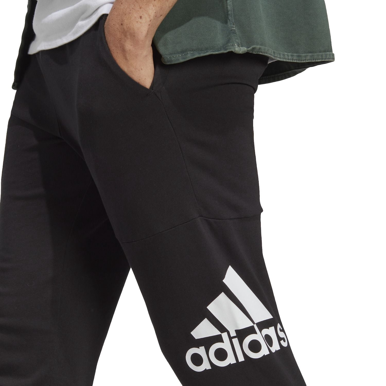Men's adidas Essentials Badge of Sport Jersey Tapered Pants Color: Black Size: L