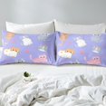 thumbnail image 5 of Cat Bed Sheets Full Size,Cute Cats Sheet Set Kawaii Room Decor,Cartoon Pet Animal Paw Print Bedding Lovely Kitten Soft Fitted Sheet Purple Flat Sheet + 2 Pillow Cases, 5 of 6