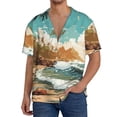 thumbnail image 1 of Balery Coastal Palm Beach Camisa Casual de Manga Corta con Botones para Hombre, Texturizada, Estilo Cubano, para Playa, Verano-XX-Large, 1 of 5