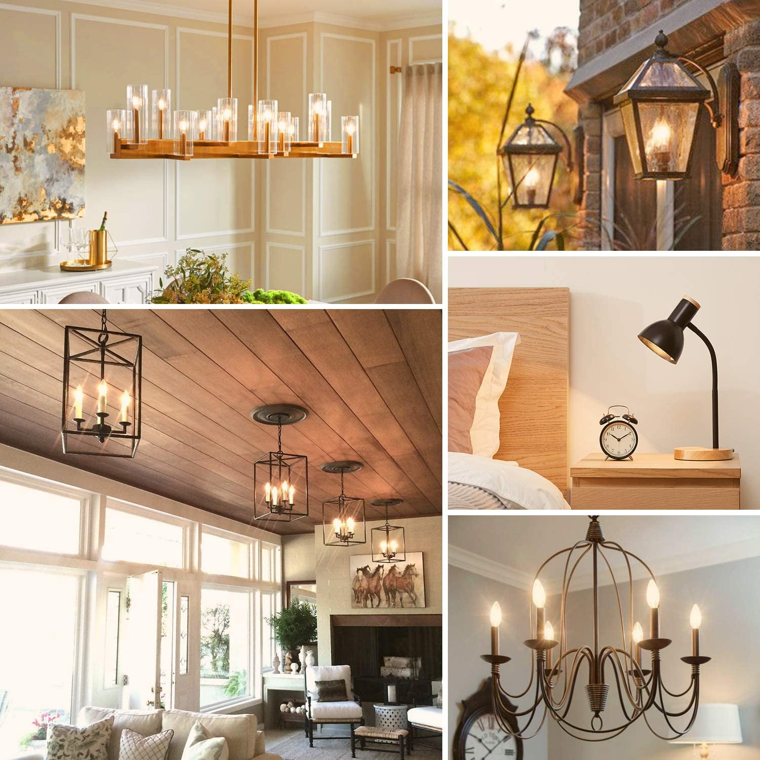12-Pack Dimmable E12 LED Candelabra Bulbs 60W Equivalent, 2700K Soft Warm White, 600 Lumens B11 Candle Base 6W C35 LED Filament Vintage Light Bulbs, Clear Glass for Chandelier Ceiling Fan High CRI
