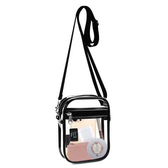 YeewayVeh Clear Crossbody Bag for Stadium & Concerts - Approved Transparent Crossbody Bag with Front Pocket for Men and Women