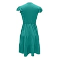 thumbnail image 2 of Daiosportswear Robe d'Été à Col en V pour Femmes, Manches à Volants, Longueur Mi-Longue, Grande Poche, Robe à Manches Courtes, Vert Menthe, P(S), 2 of 4