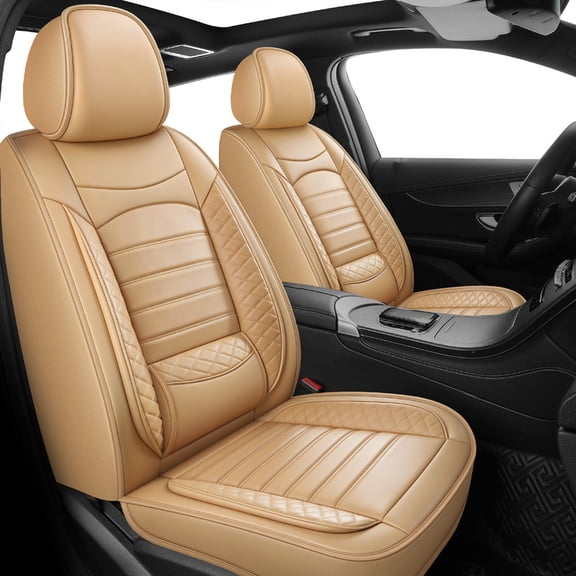 Car Seat Covers Fit for Buick Regal 2011-2017: 5 Seats Faux Leather Waterproof Seat Protectors (Beige) - 2 Rows