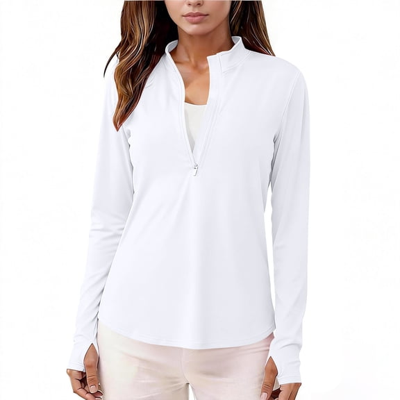Enridrech Sun Protection Shirts for Women Workout Hiking Summer Pullover Lightweight Tops Quick Dry Long Sleeve Quarter Zip