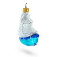 thumbnail image 3 of Sailing Ship with White Sails and Blue Hull Glass Christmas Ornament, 3 of 4