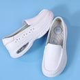 thumbnail image 6 of Havenx Women's Nurse Shoes Air-Cushion Non-Slip Round-Toe Wedge Heel Thick-Soled Arch Support Walking Loafers Slip-On Comfort Casual Healthcare for All-Day Wear Loafers,White 39(US-7.5), 6 of 6