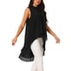 thumbnail image 4 of INSPIRAR CHIC Blusas sin mangas de gasa para mujer con cuello alto, espalda atada, dobladillo asimétrico, camiseta de verano M negra, 4 of 6