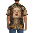 thumbnail image 3 of Pofeuu Whimsical Flower Crown Maiden Print Mens Casual Short Sleeve Shirts Beach Summer Spread Collar Pocket Tops Men's Casual Short-sleeved Shirt-X-Large, 3 of 5