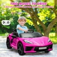 thumbnail image 2 of OUYAWEI 12V Ride On Sports Corvette Electric Car Remote Control LED Lights Music Rose Red Boys Girls, 2 of 7