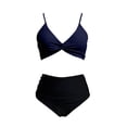 thumbnail image 5 of ZXLBBD Swimsuit for Women 2 Piece Swimwear Push Up Bikini Top with High Waist Bottoms Tummy Control Bathing Suit Casual Swimming Beachwear, 5 of 6
