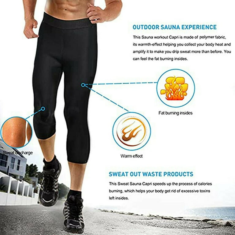 Men's Sauna Sweat Pants Fat Burner Capri Leggings Hot Body Shaper Polymer  Shorts Athletic Yoga Pants Tummy Slimming