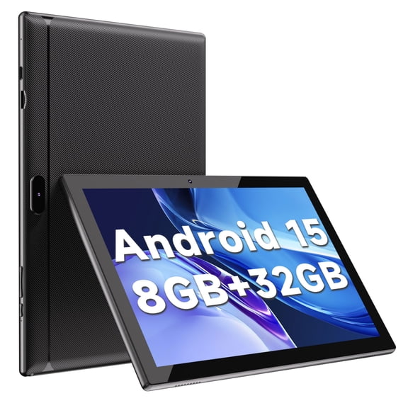10.1 inch Android 15 Tablets RAM 8GB ROM 32GB Quad Core Tablet, IPS Screen, 8.0 MP Camera, Wi-Fi, Bluetooth, GPS, FM Tablet PC Black