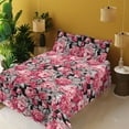 thumbnail image 2 of Ambesonne Delicate Roses Fitted & Flat Sheet with Shams 4 Pcs Set, Neutral Floral Scene, King, Pastel Pink Pale Grey, 2 of 5