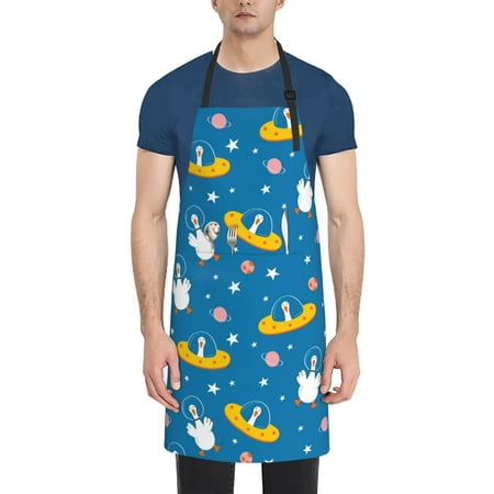 

Vsdgher Cartoon Goose Waterproof Apron with 2 Pockets Kitchen Chef Aprons Bibs for Grooming Cooking Baking Painting Gardening