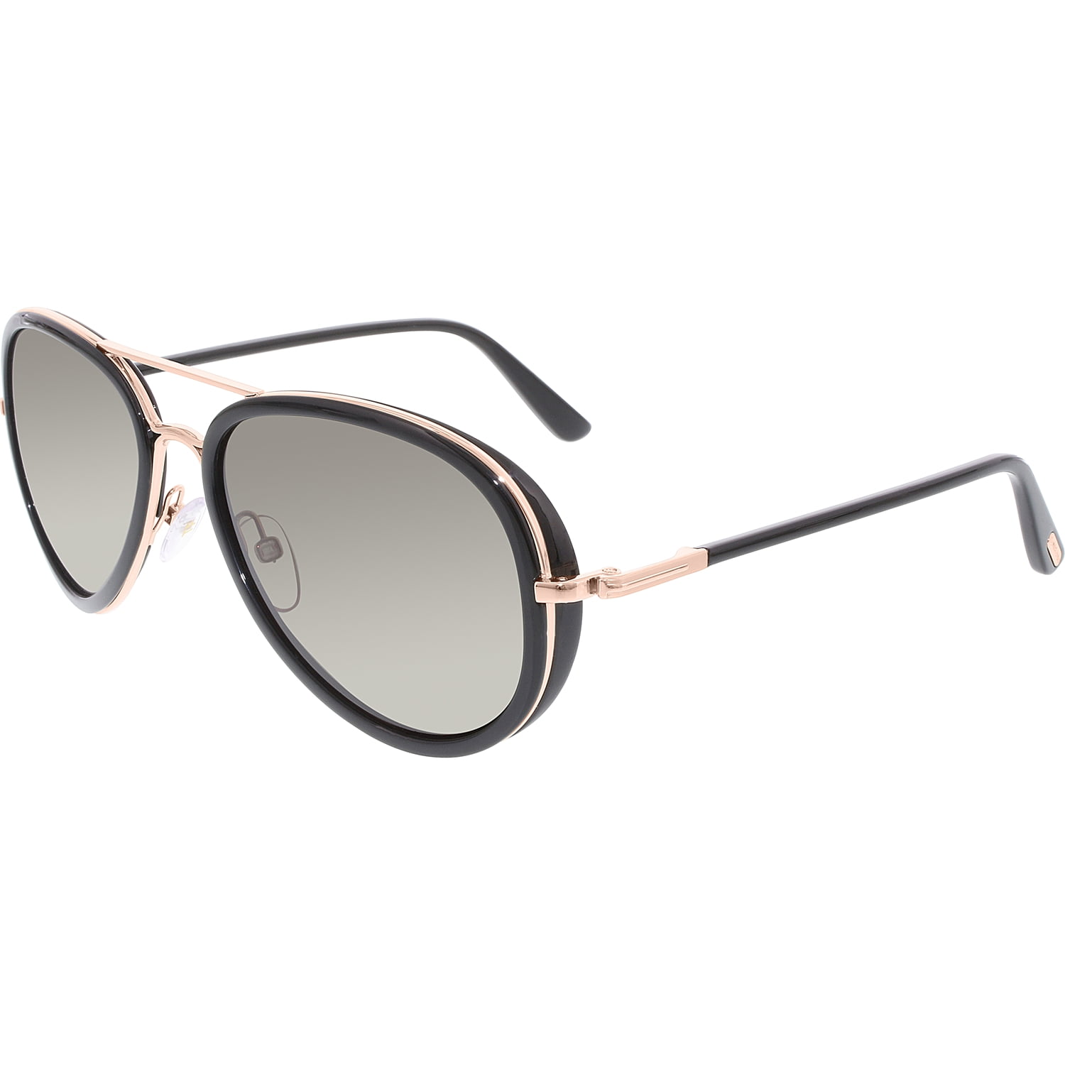 TOM FORD MILES AVIATOR SUNGLASSES SHINY BLACK GOLD GREY FT 0341 28J