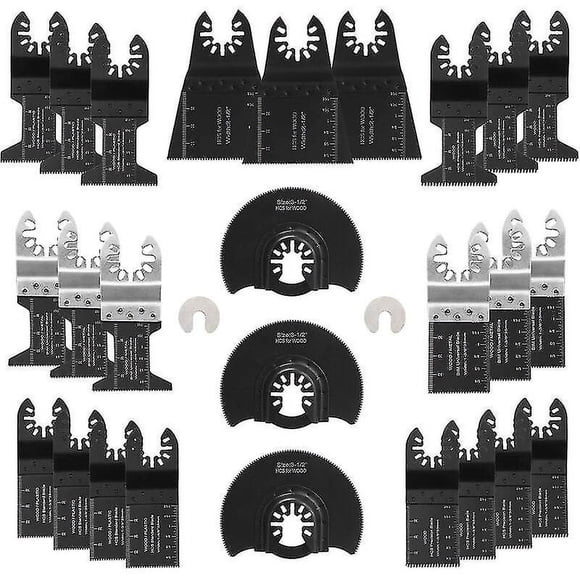 28 Multi-Function Oscillating Tool Accessories Universal Saw Blade for Parkside Dewalt Ryobi Bosch Cutting Corners of Wood/Metal/Plastic - 2 Adapters
