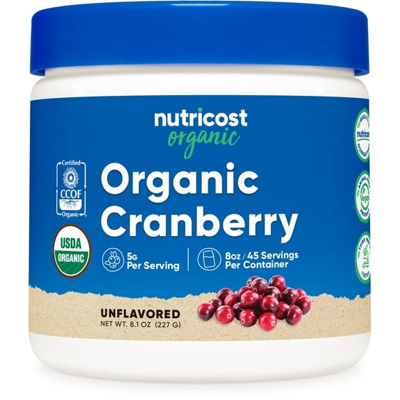 Nutricost Organic Cranberry 8 oz Powder, 5G per serving - Non-GMO, Gluten-Free