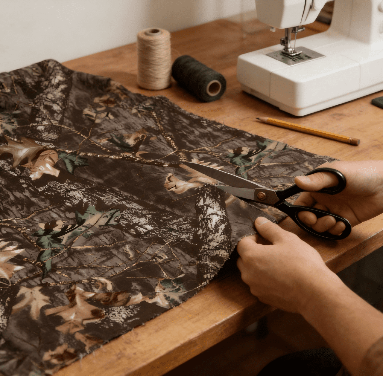 HBDesign 60 Inch Black Green Tree Camouflage Satin Fabric for DIY Apparel, Upholstery, Home Decor Craft Projects by the yard(3 yard)