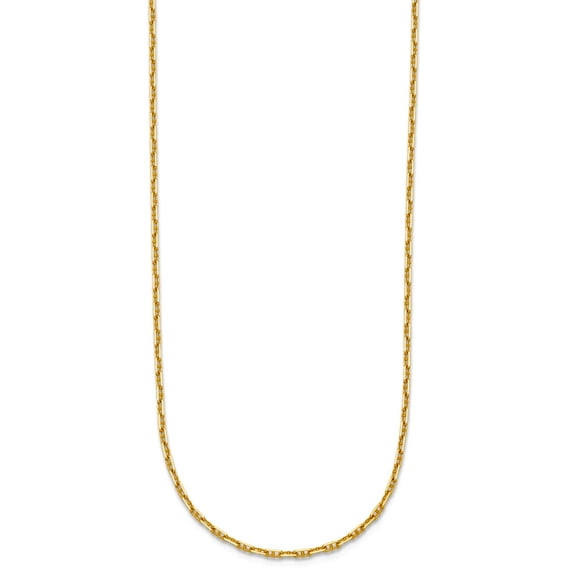 14k Solid Yellow Gold 1.3mm Nautical Ship Mariner Anchor Chain Necklace 18 Inch Chain Necklace for Women and Men