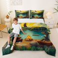 thumbnail image 2 of Erosebridal Kawaii Animal Bear Deer Full Size Comforter Sets 3 Pieces for Boys Girls,Kids Teens Lake Life Happy Camping Bedding Sets,Black Reversible,Microfiber Bedroom Decor, 2 of 6