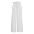 thumbnail image 4 of Tittly Wide Leg Pants Woman Baggy Pants Linen Pants Women Summer Wide Leg Pants Drawstring Elastic Waist Pants High Waisted Pants Casual Beach Trousers Comfy Pants Women Sweatpants Women White 3XL, 4 of 5
