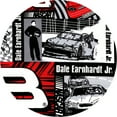 thumbnail image 2 of Wall Clock Home Decor or for a Patio/RV/Game Room 10" Round Silver Edge with a Black Face Featuring Your Choice of a Sports Themed Vinyl Decal - FREE Battery Included (Round Earnhardt Jr 8), 2 of 2