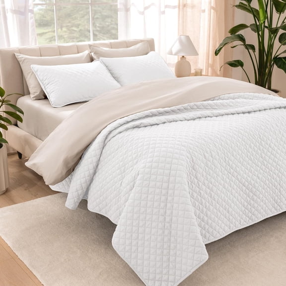 Coverlet Set Twin Twin Extra Long Lightweight All Season Quilted Bedspread White