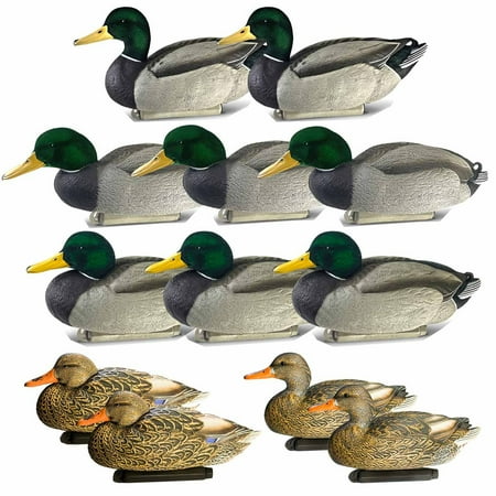 DOA Decoys Floating Mallard Duck Decoys with Flocked Drake Heads 12 Pack
