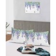 thumbnail image 4 of Wisteria King Pillow Cases Set of 2 - Microfiber Bed Throw Pillow Covers, Purple Flowers Leaves Butterflies Botanical Spring Decorative Lumbar Pillow Cover with Envelope Closure for Sofa 20"x36", 4 of 6