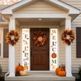 thumbnail image 6 of Thanksgiving Door Couplet Curtain Set, Pumpkin Maple Leaf Turkey Patterned Door Hanging, 2 Panel Harvest Festival Decor, Ornament for Front Door Home Thanksgiving, 6 of 7