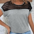 thumbnail image 5 of Womens Tops Spring Ladies Tops and Blouses Womens Lace Cap Sleeve Summer Tops Hollow Out Crew Neck Loose Fitted T Shirt Dressy Casual Crop Tunic for Work, 5 of 9