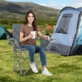 thumbnail image 2 of Gymax 2PCS Oversized Camping Chairs Heavy Duty Outdoor Folding Chair w/Cooler Pouch Gray, 2 of 10