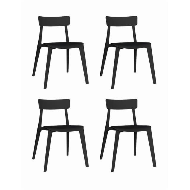 OFFIHO Set de 4 Sillas Kipali Negro para exterior resistente a rayos UV de polipropileno