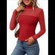 thumbnail image 1 of Blusa Sexy de Larga con Cuello Alto para Mujer, de Transparente y Fruncida, Ideal para Salir. Rojo M, 1 of 9