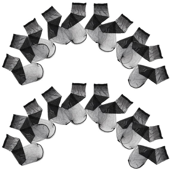 OFFIGAM 10 Pairs Women's Ankle Socks, Black Chinlon Nylon Blend, Comfortable and Everyday Wear