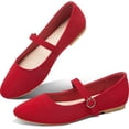 thumbnail image 1 of Zapatos planos Obtaom Mary Jane para mujer, tela elegante roja US9, 1 of 6