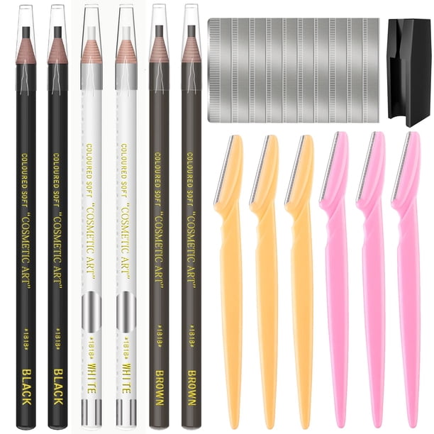 KAIQIKAIXI Juego de maquillaje de lápices de cejas impermeables multicolores de 6 piezas para marcar el relleno y delinear el kit de suministros de maquillaje y microblading para tatuajes: los recambi