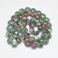 thumbnail image 2 of U8MO 2Strands Rainbow Plated Faceted Flat Round Electroplate Glass Beads Frosted 14mm-Medium Sea Green, 2 of 2