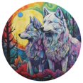 thumbnail image 3 of Wolves in The Moonlight Round Rugs -Washable Non-Slip Small Round Area Rug Throw Soft Circle Rugs for Bedroom, Modern Print Indoor Carpet for Entryway Sofa Living Room, 3 of 7