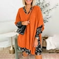 thumbnail image 2 of RYRJJ Women's V Neck Knit Poncho Sweater Side Slit Shawls Wraps Solid Capes Lightweight Batwing Short Sleeve Loose Fit Pullover Tops(Orange,S), 2 of 7