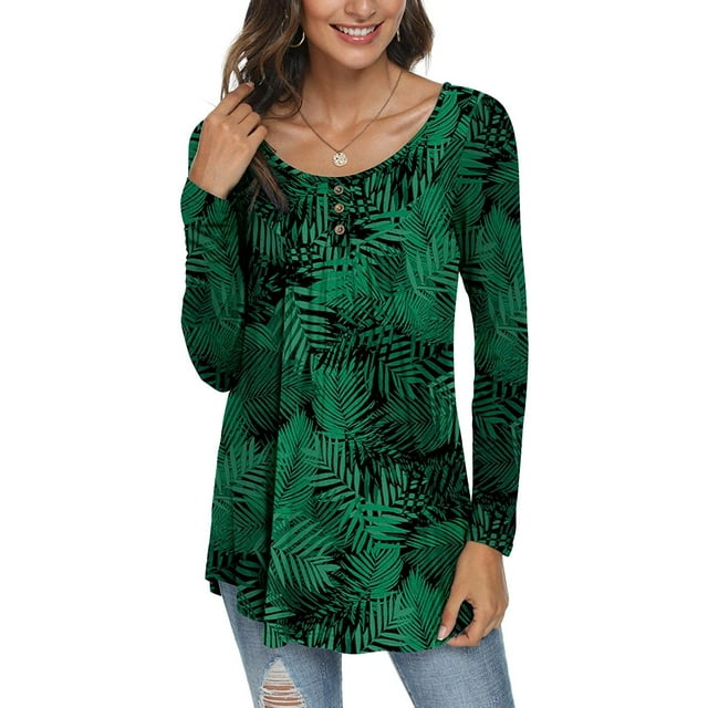 Tunique Décontractée à Manches Longues pour Femmes Coupe Ample T-Shirt Plissé d'Automne Blouses