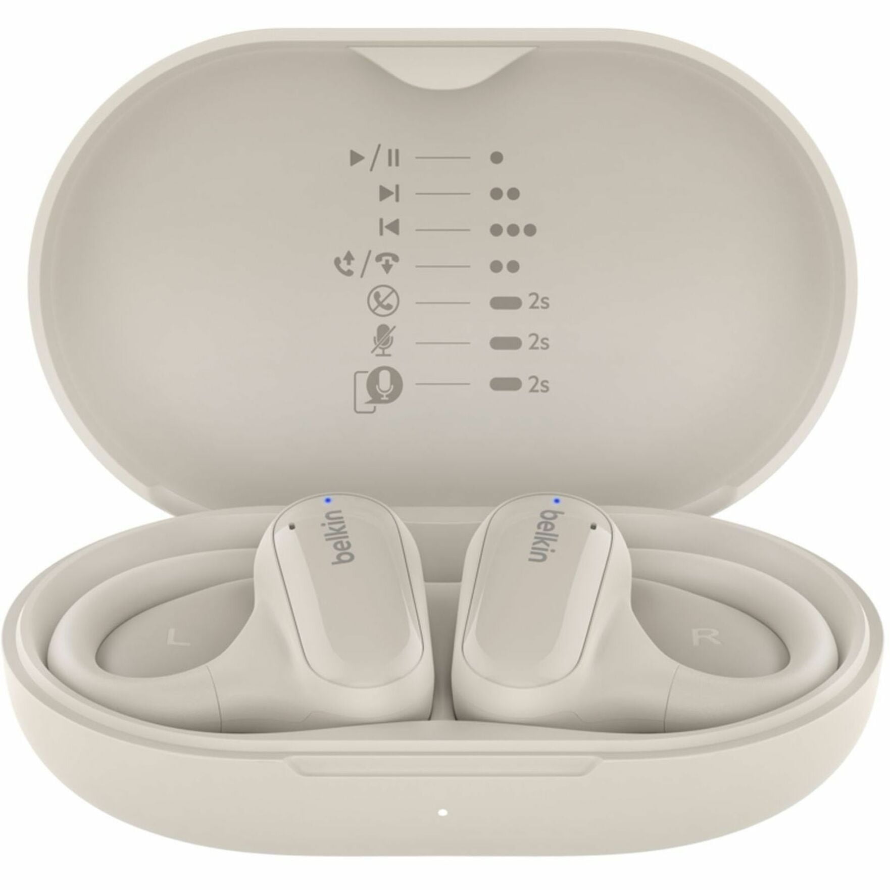 Belkin Sound Form Clear Fit Open-Ear Wireless Earbuds, Sand