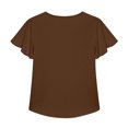 thumbnail image 7 of ClodeEU Womens Summer V-Neck Ruffle Short Sleeve Shirt，Loose Fit Casual Blouse Light Blue,Womens Plus L, 7 of 7