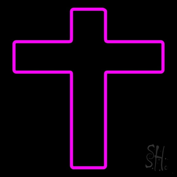 Pink Christian Cross LED Neon Sign 24" Tall x 24" Wide - inches Black Square Cut Acrylic Backing, with Dimmer - Premium built indoor Sign for Home décor, Event, Religious place, Store interior.