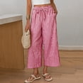 thumbnail image 2 of Wide Leg Plaid Pants with Pockets Women High Waist Drawstring Fashion Casual Trousers Versatile Comfy Pants, 2 of 6
