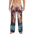 thumbnail image 2 of Lsque Painted Flower Puppy Print Men's Pajama Pants, Lounge Pant - Comfortable Home Wear,Elastic Waistband, Stylish Design-XX-Large, 2 of 9