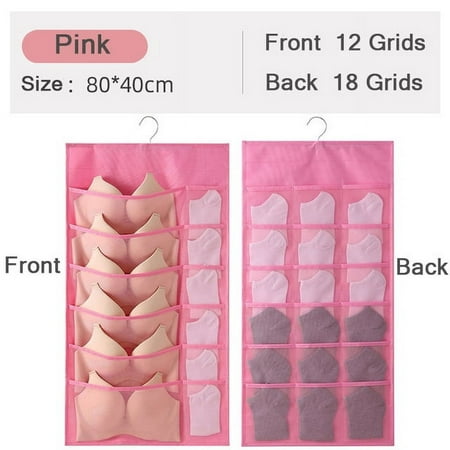 AUMIY Non-Woven Double-Sided Underwear Storage Bag Wardrobe Hanging Bag Folding Clothing Organizer Transparent Socks Bra Storage Bags